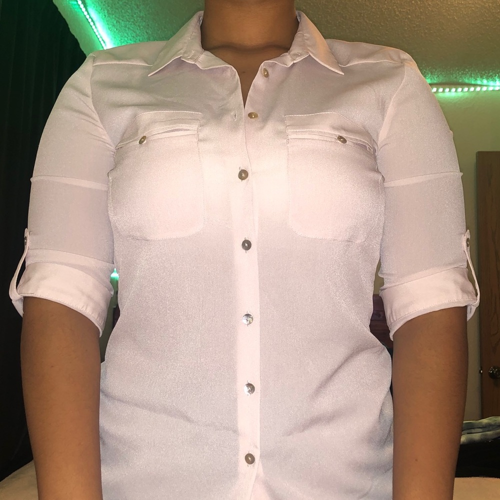 Sheer Baby Pink Button-Up